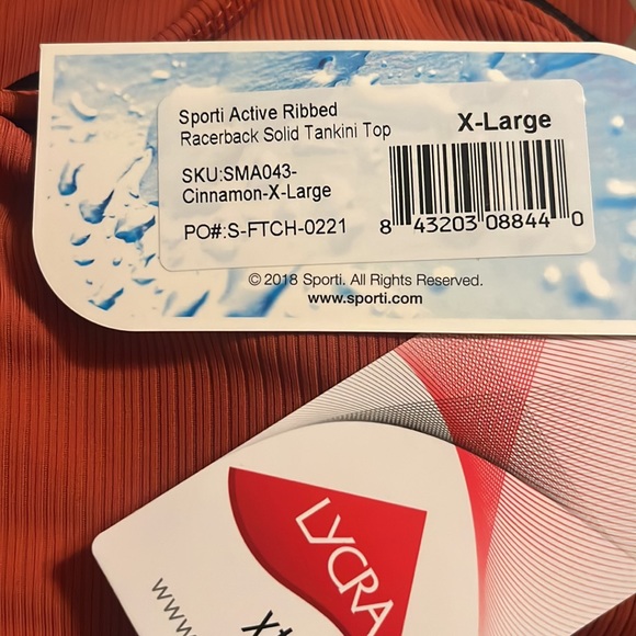 NWT- SPORTI Active Ribbed Racerback Solid Tankini Top (only) - Picture 5 of 5